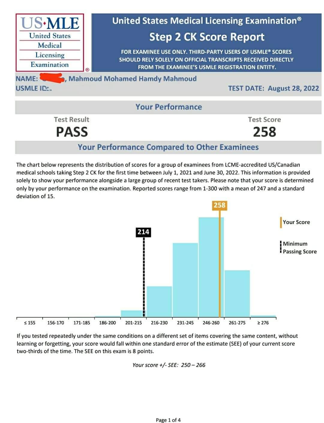 Dr Mahmoud Hamdy step 2 CK Score